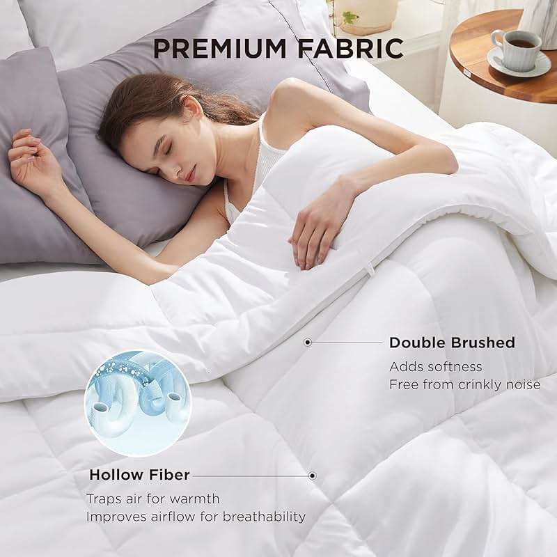 Bedsure Comforters Queen Size Duvet Insert, Quilted Down Alternative Comforter, Ultra Soft Lightweight Comforter Blanket for Bed, with 8 Tabs, Machine Washable, 88x88 in, White - Image 3