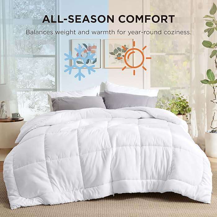 Bedsure Comforters Queen Size Duvet Insert, Quilted Down Alternative Comforter, Ultra Soft Lightweight Comforter Blanket for Bed, with 8 Tabs, Machine Washable, 88x88 in, White - Image 4