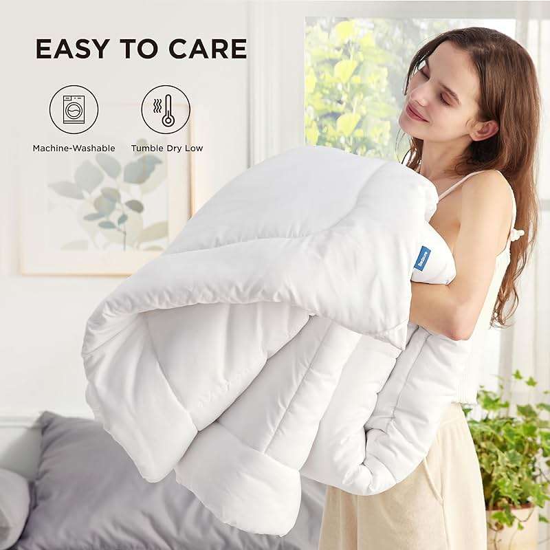 Bedsure Comforters Queen Size Duvet Insert, Quilted Down Alternative Comforter, Ultra Soft Lightweight Comforter Blanket for Bed, with 8 Tabs, Machine Washable, 88x88 in, White - Image 6