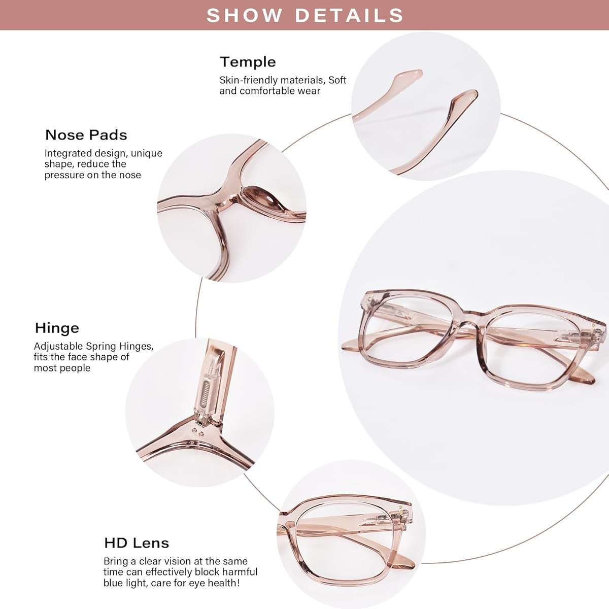 Avaeye Oversized Reading Glasses for Women Men Large Square Frame Readers Trendy Eyeglasses with Spring Hinges - Image 2