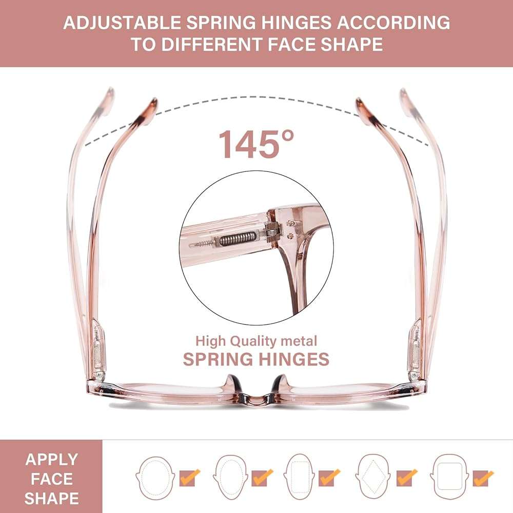 Avaeye Oversized Reading Glasses for Women Men Large Square Frame Readers Trendy Eyeglasses with Spring Hinges - Image 4