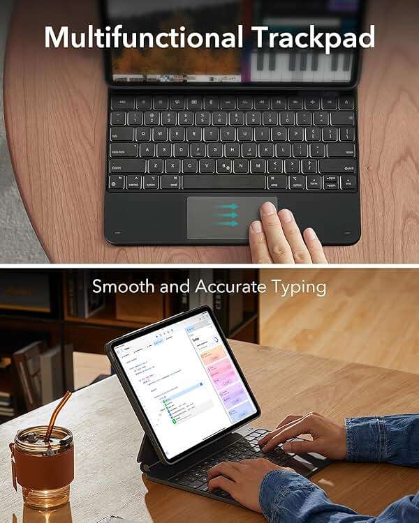 ESR for iPad Air 13 Inch Case Keyboard M4/M3/M2 (2026/2025/2024), Easy-Set Magnetic Stand, Portrait/Landscape Mode, Removable Case with Multi-Touch Trackpad, Rebound 360 Series, Black - Image 6