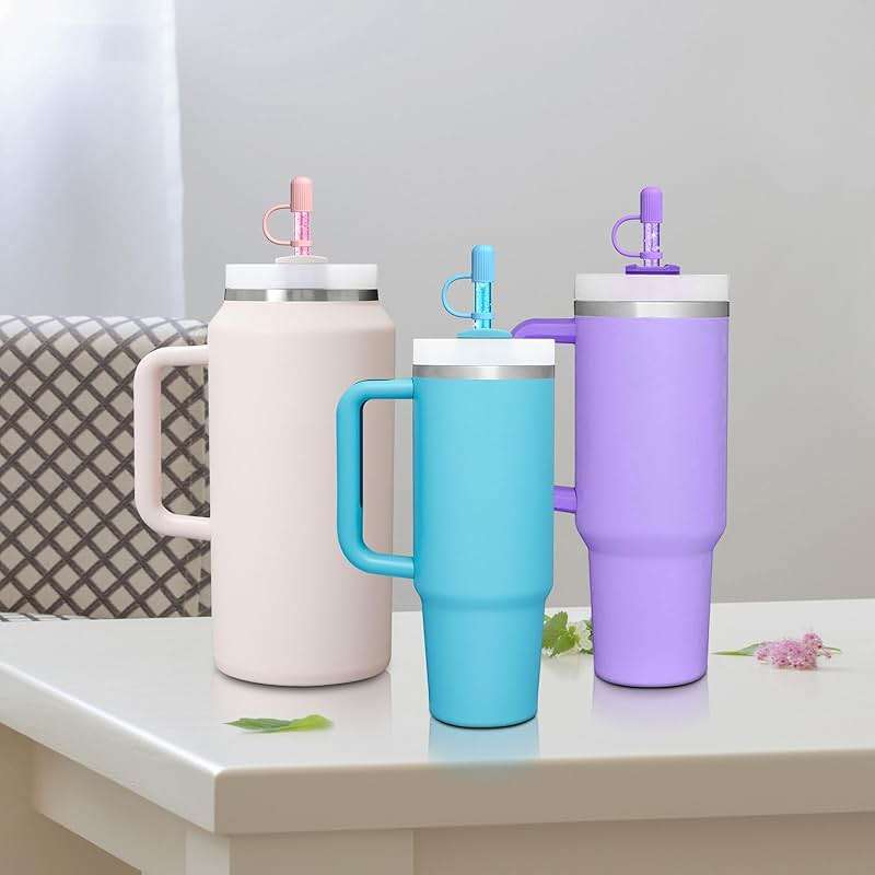 6 Color Replacement Straws with Cover Caps for Stanley Cup 40 oz 30 oz 20 oz 14 oz 64 oz Tumbler, Reusable Drinking Straws with Topper, Stopper, Cleaning Brush for Stanley Cup Accessorie - Image 7