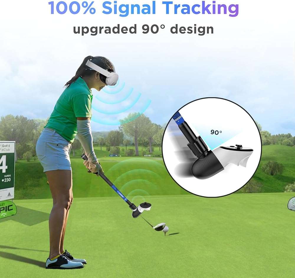 YOGES VR Golf Club Attachment Compatible with Meta Quest 3S/ Quest 3/ Oculus Quest 2 Controller, Non-Slip VR Golf Handle Grips 90 Degree Keep Tracking for Golf VR Games (ONLY for Right Controller) - Image 2