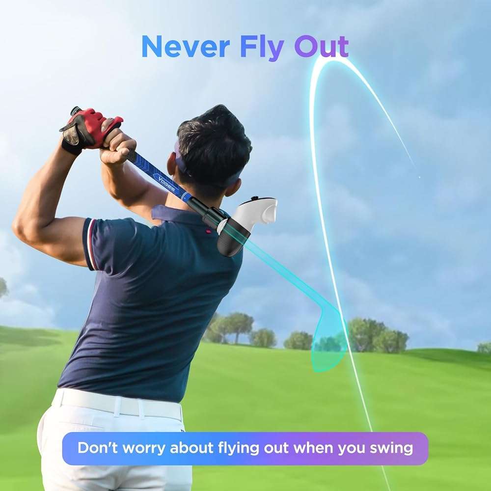 YOGES VR Golf Club Attachment Compatible with Meta Quest 3S/ Quest 3/ Oculus Quest 2 Controller, Non-Slip VR Golf Handle Grips 90 Degree Keep Tracking for Golf VR Games (ONLY for Right Controller) - Image 4