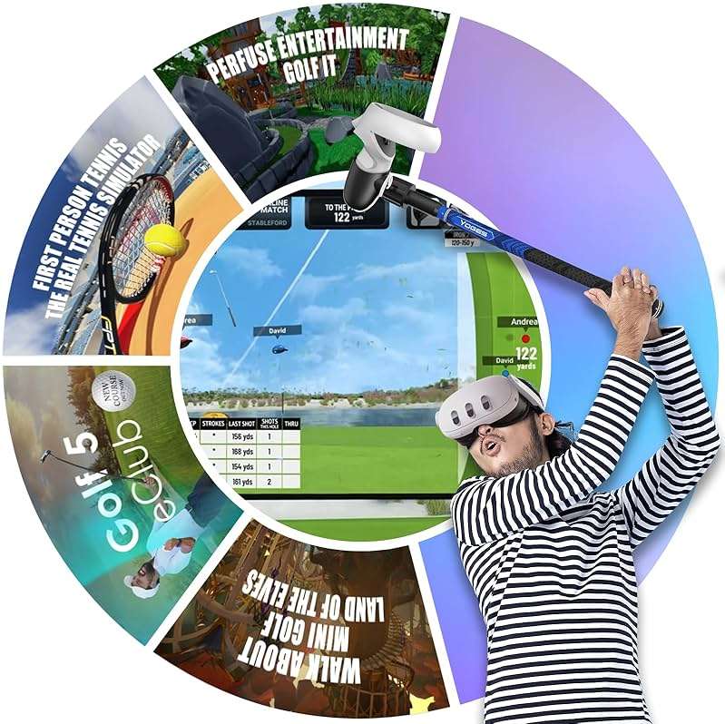 YOGES VR Golf Club Attachment Compatible with Meta Quest 3S/ Quest 3/ Oculus Quest 2 Controller, Non-Slip VR Golf Handle Grips 90 Degree Keep Tracking for Golf VR Games (ONLY for Right Controller) - Image 7