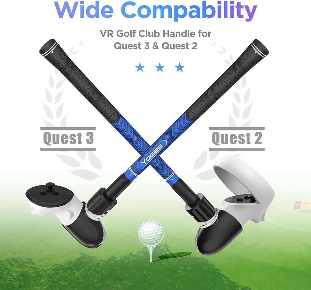 YOGES VR Golf Club Attachment Compatible with Meta Quest 3S/ Quest 3/ Oculus Quest 2 Controller, Non-Slip VR Golf Handle Grips 90 Degree Keep Tracking for Golf VR Games (ONLY for Right Controller) - Image 8