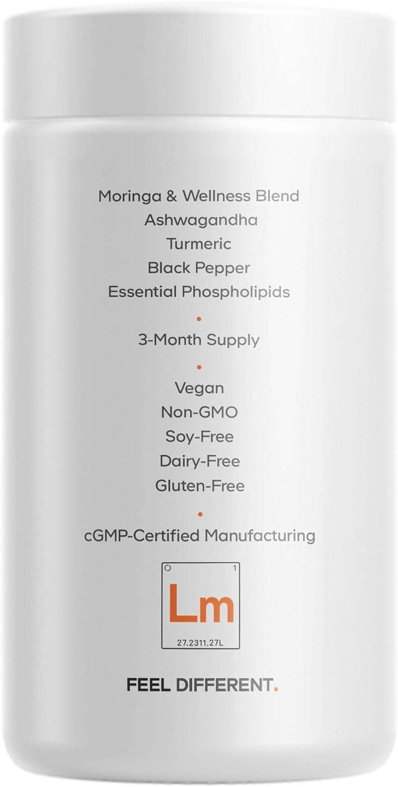 Codeage Liposomal Moringa+ Supplement, 400mg Moringa 50:1 Extract - Turmeric, Ashwagandha, Black Pepper, 3-Month Supply, Vegan Moringa Powder - 180 Capsules - Image 9