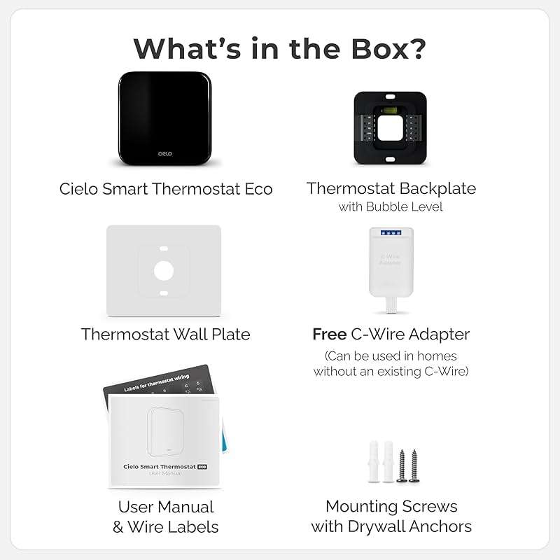 Cielo Smart Thermostat Eco (for Central HVAC) | Energy Star Certified | Supports Conventional Systems up to (2H/2C) & Heat Pumps (4H/2C) | Free C-Wire Adapter | NOT for Mini Split Systems | Black - Image 5