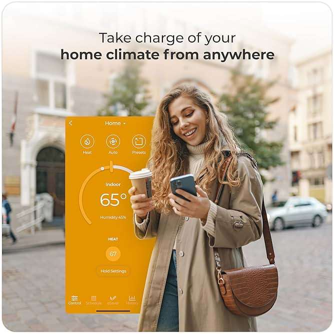 Cielo Smart Thermostat Eco (for Central HVAC) | Energy Star Certified | Supports Conventional Systems up to (2H/2C) & Heat Pumps (4H/2C) | Free C-Wire Adapter | NOT for Mini Split Systems | Black - Image 6