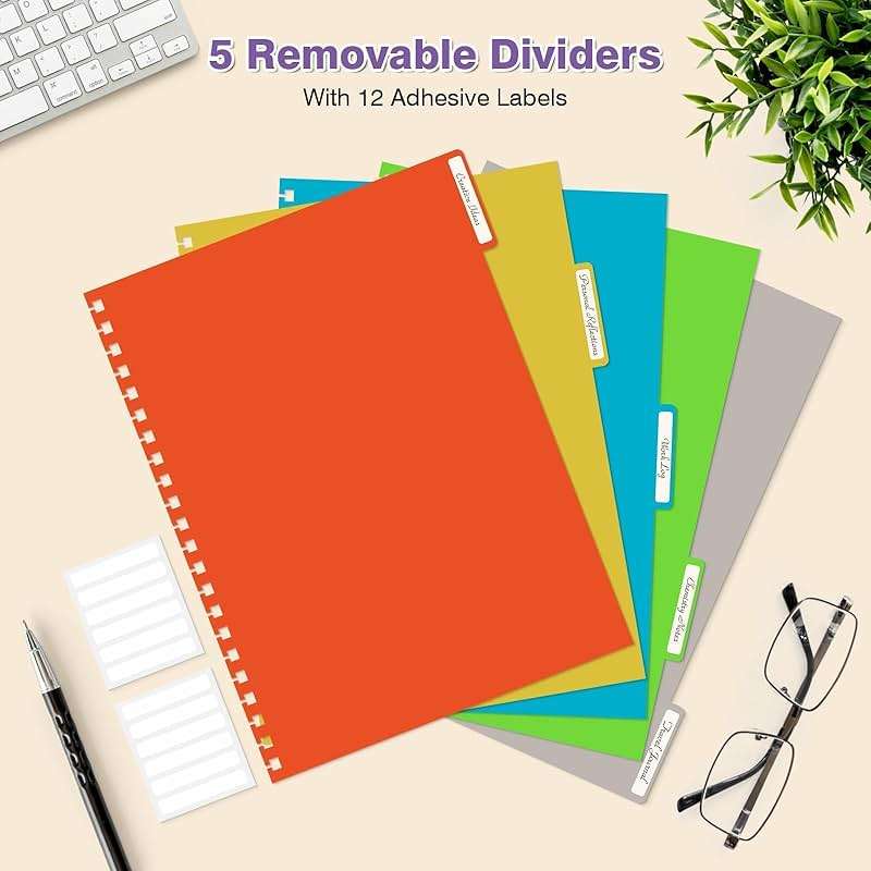 Spiral Notebook 8.5" x 11", 5 Subject Notebooks College Ruled with Removable Dividers, 300 Pages 100GSM Thick Spiral Writing Journal for Women & Men, Large A4 Lined Journal Notebooks for Work, School - Image 3