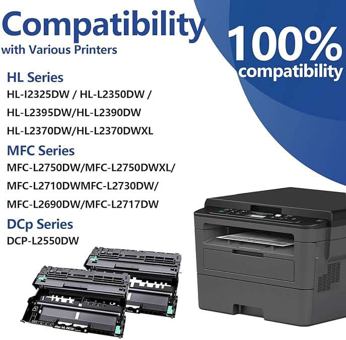 DR730 Drum Unit 2 Pack (Not Toner) Compatible Replacement for Brother DR-730 DR760 tn760 Drum Compatible HL-L2350DW HL-L2370DW HL-L2395DW HL-L2325DW MFC-L2750DW MFC-L2710DW L2690DW Printer Drum - Image 2