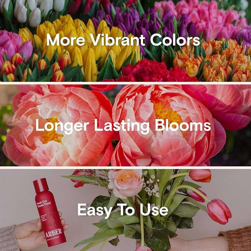 Arber Fresh Cut Flower Food – Floral Preservative & Nutrient Mix for Fresh Cut Flowers – Quick Dip, Vase Spray & Crystal Flower Care – Rose Food & Plant Supplies – 4 fl oz Liquid Formula - Image 5