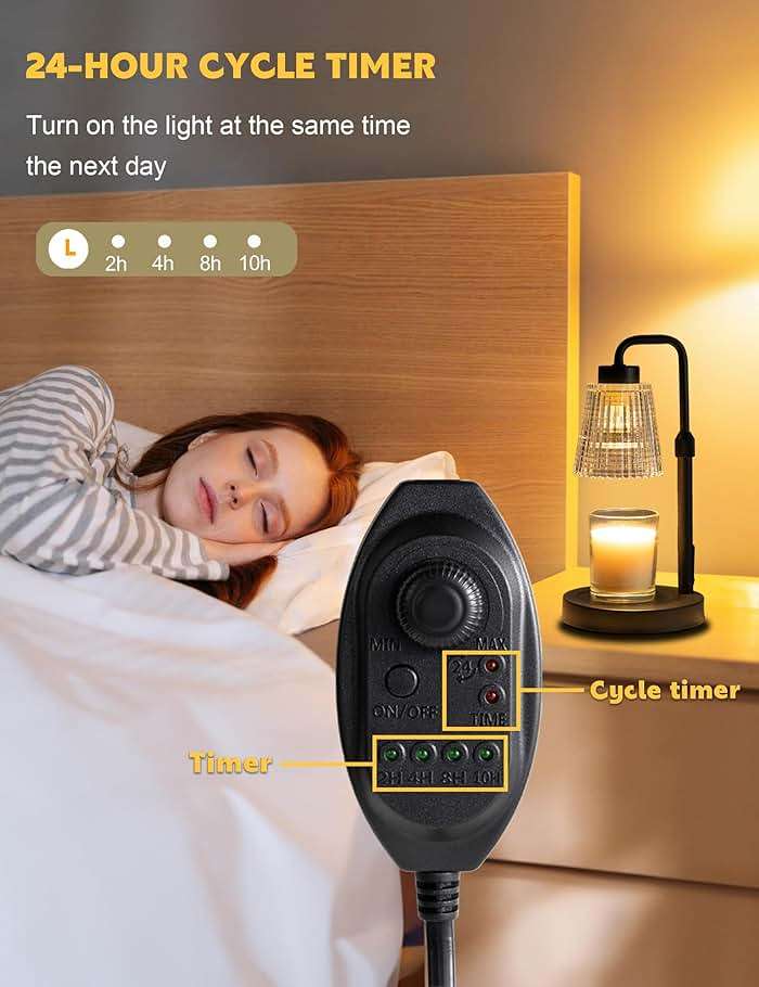 GODONLIF Candle Warmer Lamp with Cycle Timer, Birthday Gifts for Women Mom Her, House Warming Gifts New Home Room Decor, Wax Melt Warmer for Jar Candles with 2 Bulbs - Image 5