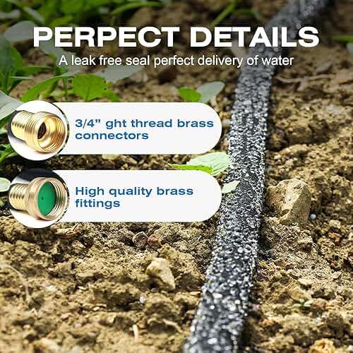 Naicet Soaker Hose 15FT Heavy Duty Rubber Saves 75% Water End Cap Included for Additional Hose Connect Great for Gardens/Flower Beds - Image 2