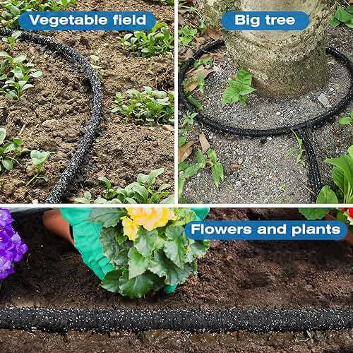 Naicet Soaker Hose 15FT Heavy Duty Rubber Saves 75% Water End Cap Included for Additional Hose Connect Great for Gardens/Flower Beds - Image 5