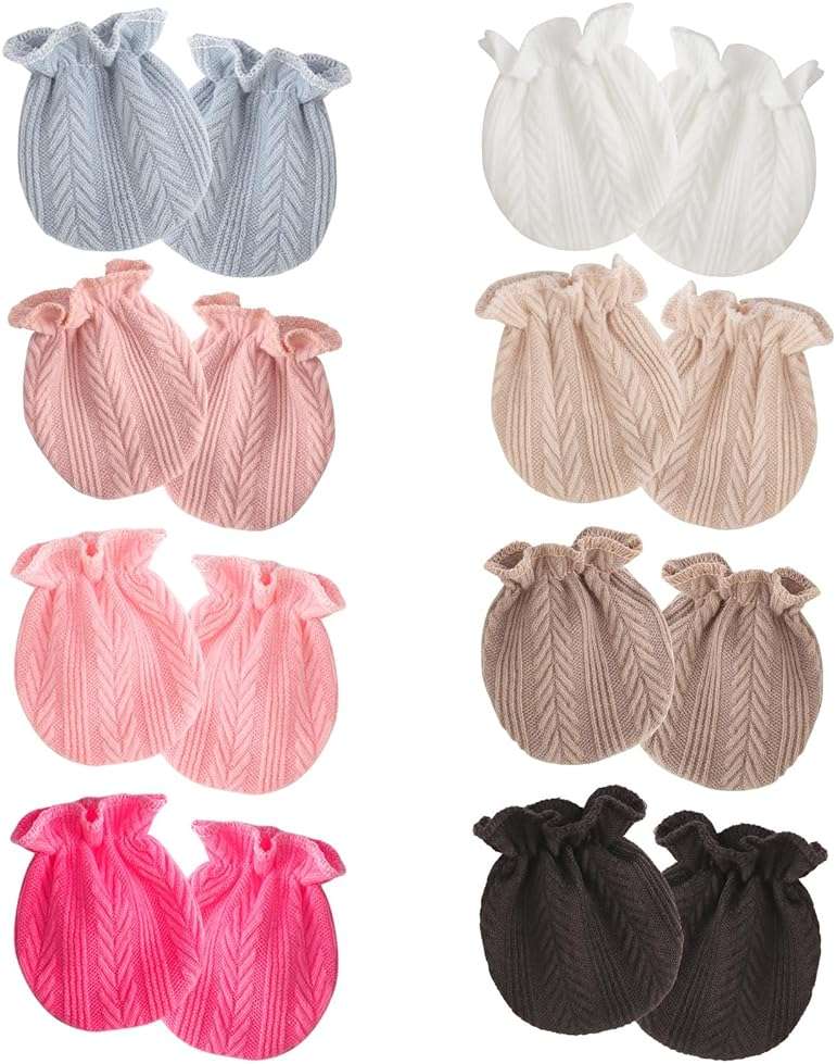 AQOKKA Newborn Baby Mittens No Scratch Cotton Elastic Wrist Gloves Infant Toddler Mittens for Baby Boy Girl 0-6 Months - Image 1