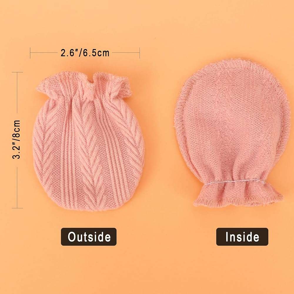 AQOKKA Newborn Baby Mittens No Scratch Cotton Elastic Wrist Gloves Infant Toddler Mittens for Baby Boy Girl 0-6 Months - Image 2