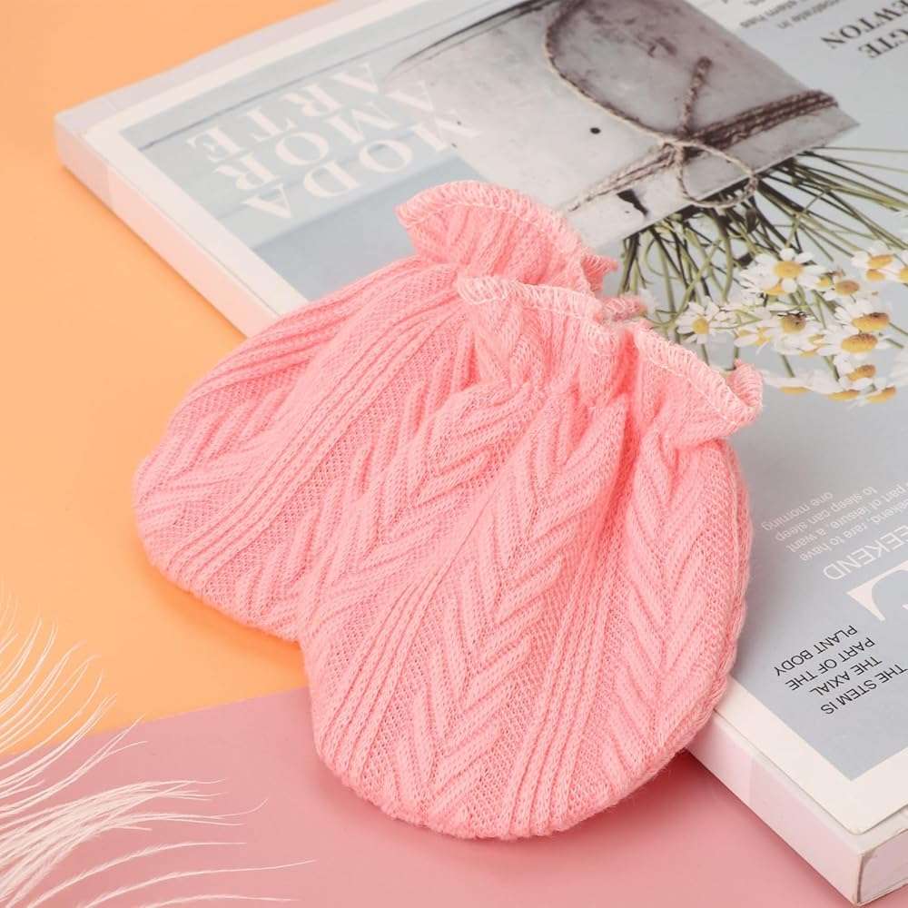 AQOKKA Newborn Baby Mittens No Scratch Cotton Elastic Wrist Gloves Infant Toddler Mittens for Baby Boy Girl 0-6 Months - Image 5