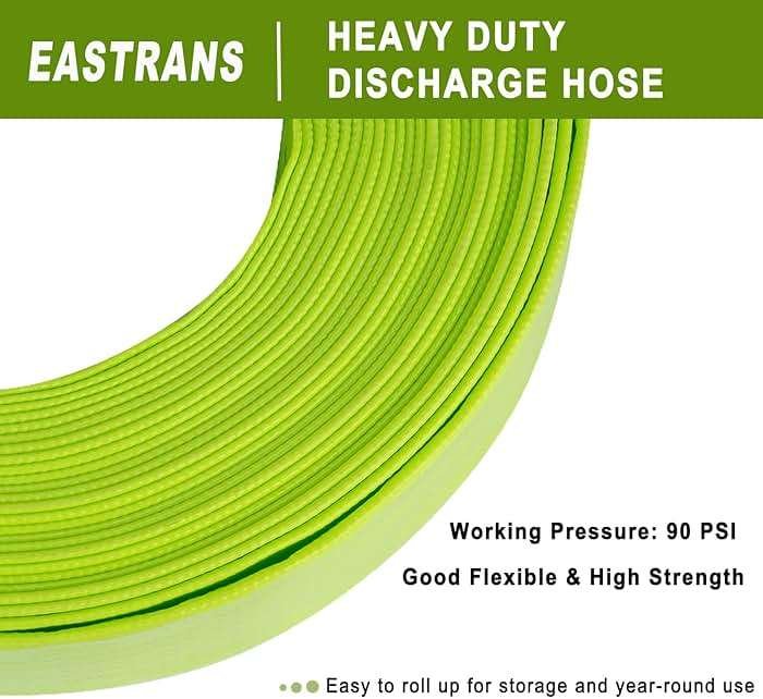 2" x 100' Green PVC Backwash and Discharge Hose for Swimming Pools, Heavy Duty Reinforced Flat Pool Hose with Aluminum Pin Lug Fittings - Image 3