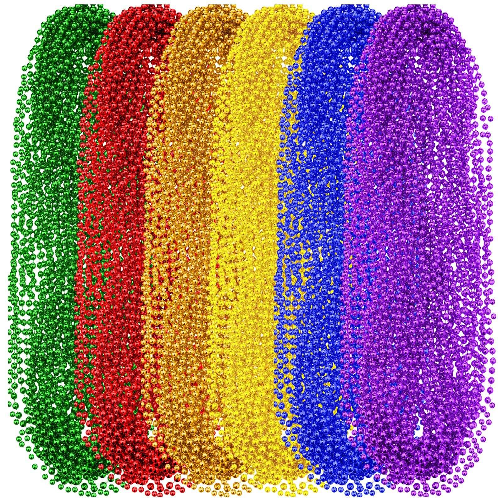 Aurelema 300 Pcs Pride Beads Stuff LGBTQ Metallic Beads Necklace Bulk Metallic Rainbow Gay Accessories Costumes Decor for Pride Month Parade Throws Favors - Image 1