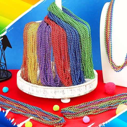 Aurelema 300 Pcs Pride Beads Stuff LGBTQ Metallic Beads Necklace Bulk Metallic Rainbow Gay Accessories Costumes Decor for Pride Month Parade Throws Favors - Image 7