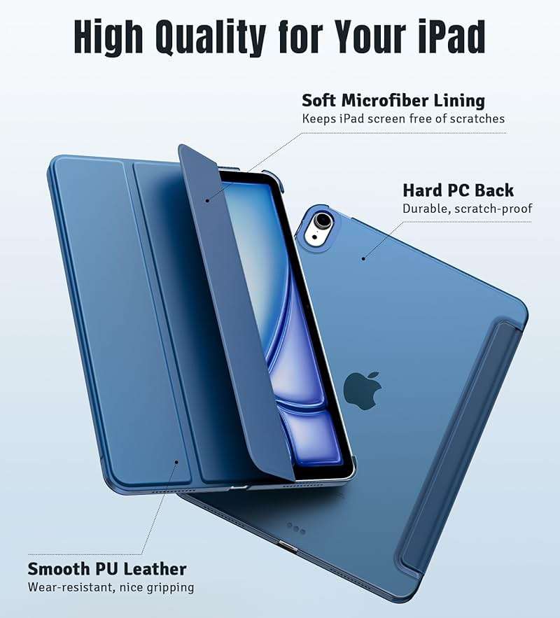 TiMOVO for iPad Air 11 Inch Case (M4 2026/M3 2025/M2 2024), iPad Air 5th Generation 2022/4th Gen 2020 10.9 Inch, Slim Hard Translucent Back Cover, Support Auto Wake/Sleep, Abyss Blue - Image 3