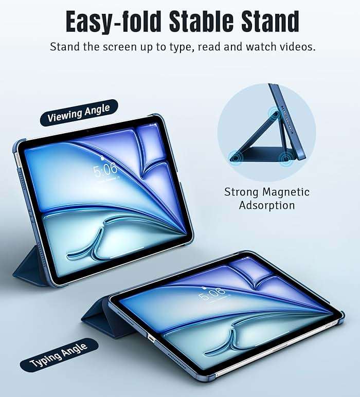TiMOVO for iPad Air 11 Inch Case (M4 2026/M3 2025/M2 2024), iPad Air 5th Generation 2022/4th Gen 2020 10.9 Inch, Slim Hard Translucent Back Cover, Support Auto Wake/Sleep, Abyss Blue - Image 4