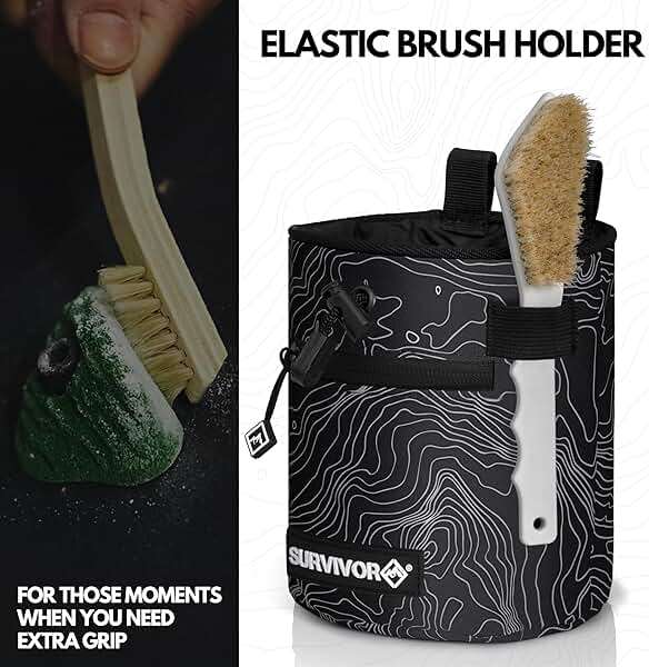 Chalk Bag + Refillable Chalk Ball - Iconic Topographical Map, Draw String Closure, 2 Zippered Pockets, & Brush Holder - Climbing Chalk Bag for Rock Climbing, Bouldering, Weightlifting, Gymnastics - Image 8