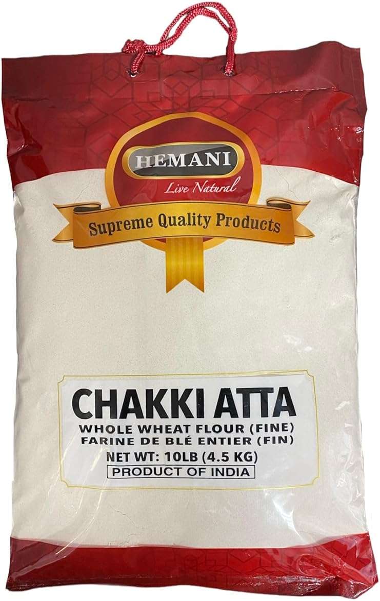 Hemani Chakki Atta 100% Stone Ground Fine Whole Wheat Flour I 10LBS I Roti I Bread I Pizza I Baking I Chappati I Tortilla - Image 1