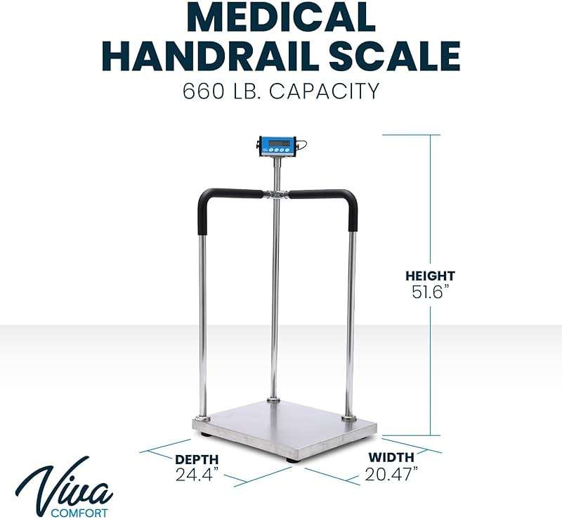 VivaComfort Medical Grade Digital Scale with Handles for Elderly, Bariatric Physician Scales, 660 lb / 300 kg Weight Capacity - Image 3