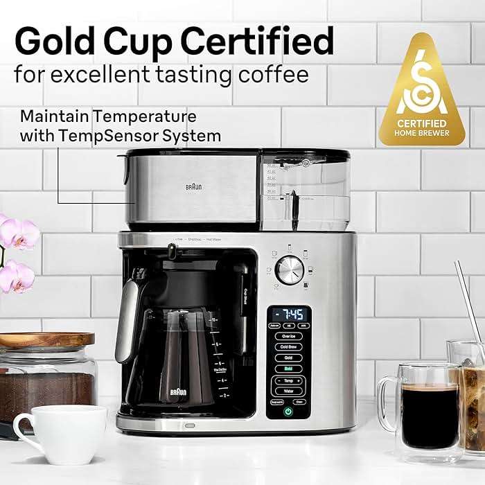 Braun MultiServe Plus 10-Cup Drip Coffee Maker - Hot & Cold Multi-Serve Brewer with Timer and Auto Start, Hot Water Dispenser, Over Ice Function, Stainless Steel & Pod-Free Design, KF9370SI - Image 6