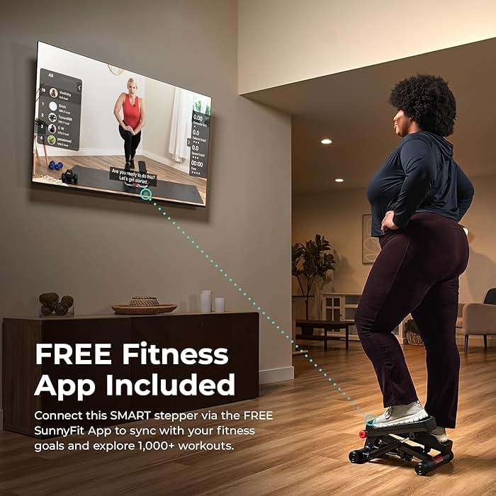 Sunny Health & Fitness Mini Steppers for Exercise at Home, Stair Step Workout Machine with Resistance Bands, Full Body Cardio Equipment, Optional Free SunnyFit App Connection Smart Stepper - Image 4