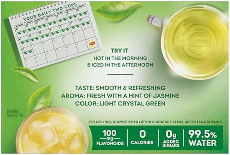Lipton Signature Blend Green Tea with Jasmine 240-Count Tea Bags Hot or Iced Caffeinated Unsweetened Flavonoids Bioactives 40ct (6-Pack) for Tea Lovers Gift Set Specialty Tea - Image 12