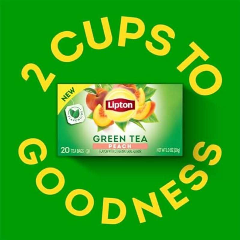 Lipton Peach Green Tea 6-Pack Flavored Tea Bags with Caffeine and Flavonoids, 120 Count Unsweetened Hot or Iced Tea Bags for Tea Lovers, Rainforest Alliance Certified - Image 5