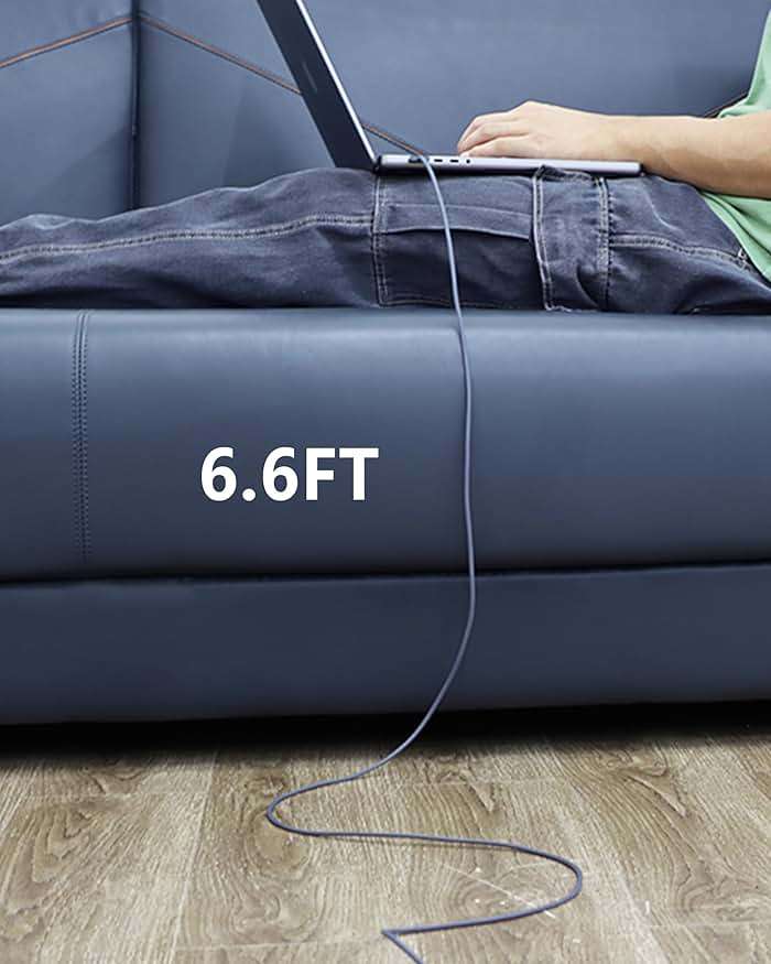 DERLULU Magnetic Charger Cable for MacBook Air & Pro, 6.6FT USB-C to Magnetic Cable Compatible with Air 13"/15" M2–M5 & Pro 14"/16" 2021–2026, Midnight Blue - Image 4