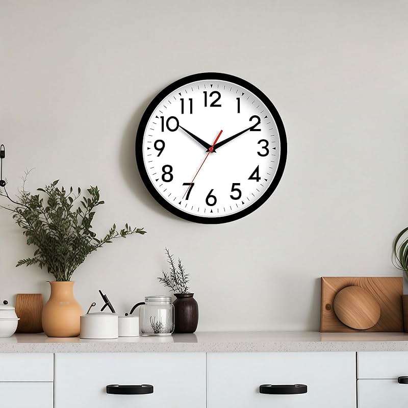 DAXSMY Wall Clock 8 Inch Silent Non-Ticking Battery Operated - Small Analog Clock for Bedroom, Office, Kitchen, Bathroom - Modern Minimalist Decorative Clock (Black) - Image 2
