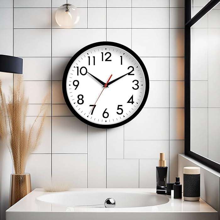 DAXSMY Wall Clock 8 Inch Silent Non-Ticking Battery Operated - Small Analog Clock for Bedroom, Office, Kitchen, Bathroom - Modern Minimalist Decorative Clock (Black) - Image 4