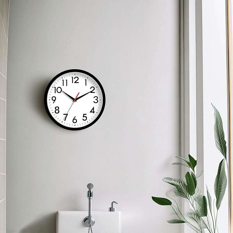 DAXSMY Wall Clock 8 Inch Silent Non-Ticking Battery Operated - Small Analog Clock for Bedroom, Office, Kitchen, Bathroom - Modern Minimalist Decorative Clock (Black) - Image 5