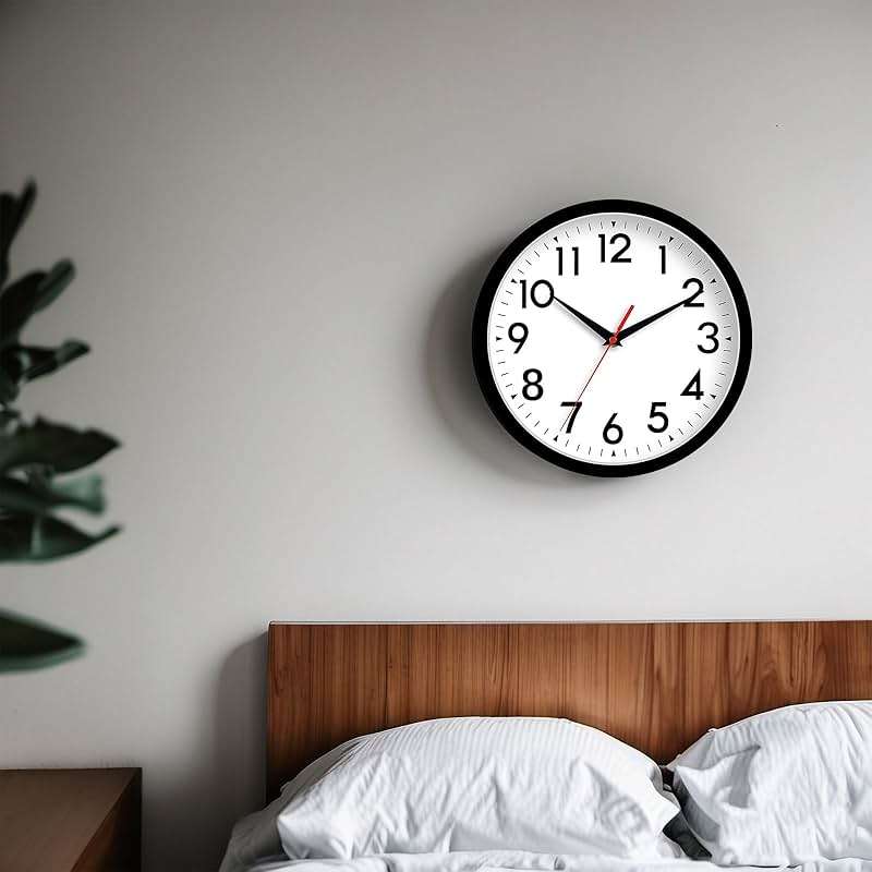 DAXSMY Wall Clock 8 Inch Silent Non-Ticking Battery Operated - Small Analog Clock for Bedroom, Office, Kitchen, Bathroom - Modern Minimalist Decorative Clock (Black) - Image 6