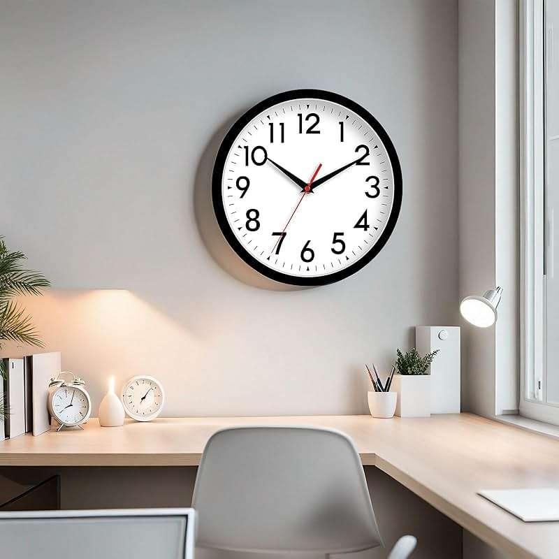 DAXSMY Wall Clock 8 Inch Silent Non-Ticking Battery Operated - Small Analog Clock for Bedroom, Office, Kitchen, Bathroom - Modern Minimalist Decorative Clock (Black) - Image 7
