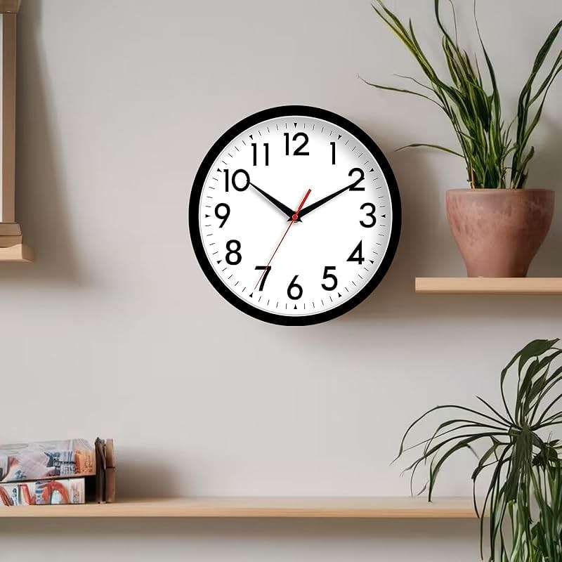 DAXSMY Wall Clock 8 Inch Silent Non-Ticking Battery Operated - Small Analog Clock for Bedroom, Office, Kitchen, Bathroom - Modern Minimalist Decorative Clock (Black) - Image 8