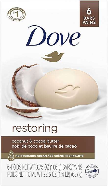 Dove Beauty Bar For Softer Skin Coconut Milk More Moisturizing Than Bar Soap, 3.75 Ounce - 6 Count & Beauty Bar Skin Cleanser for Gentle Soft Skin Care Shea Butter More Moisturizing Than Bar Soap - Image 2