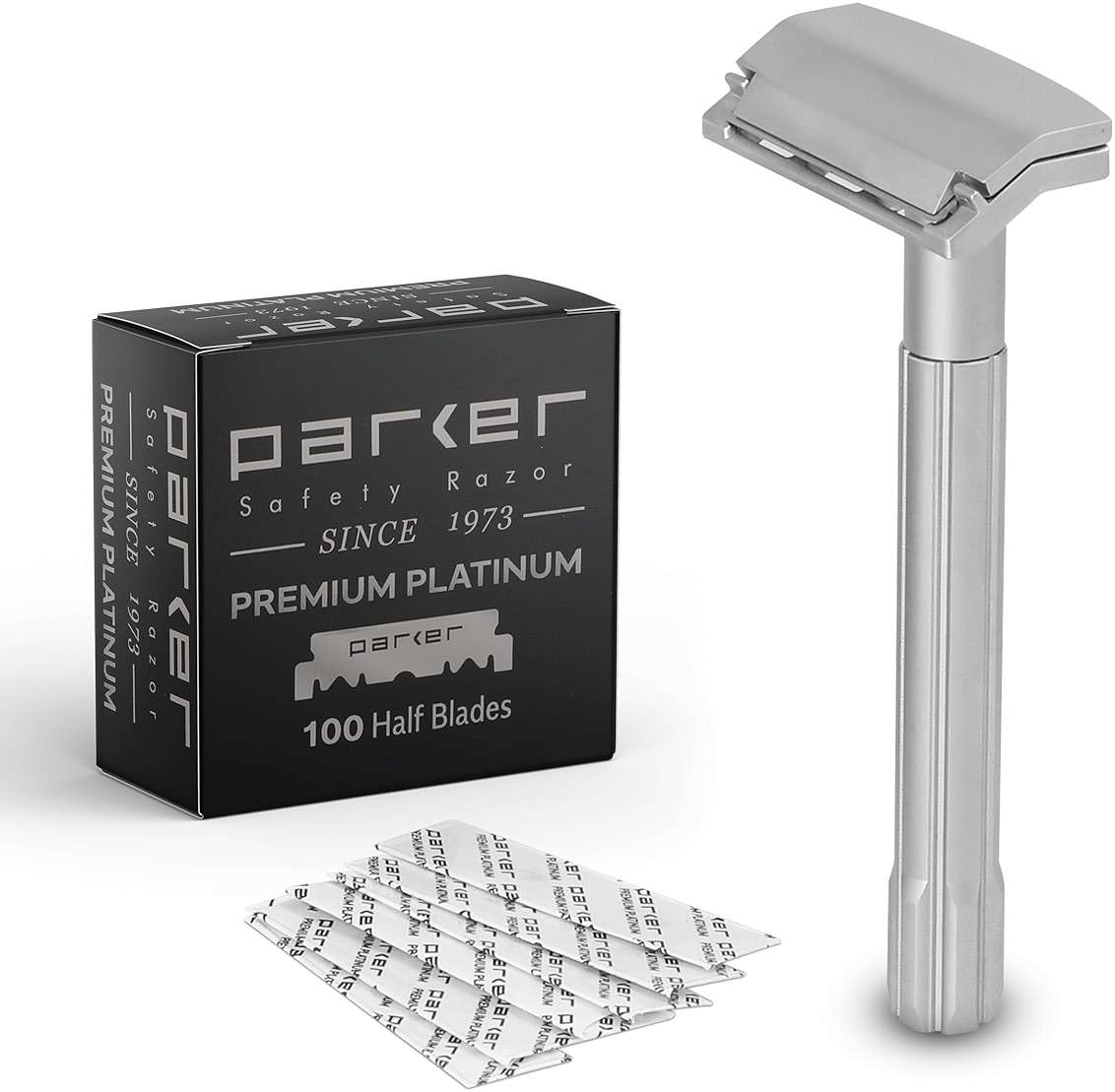 Parker Safety Razor, The SOLOEDGE – Single Edge Razor with Magnetic Head & 100 Platinum SE Blades – Precision Shaving, Reusable & Plastic-Free Razor for Men & Women - Image 1