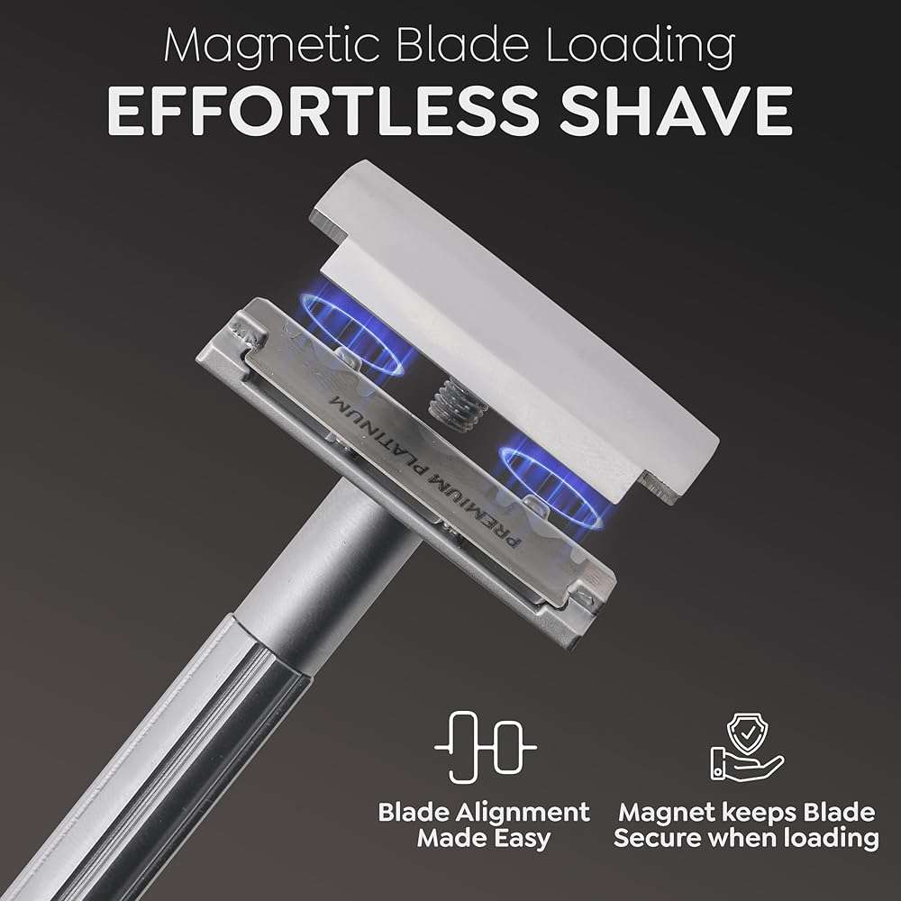 Parker Safety Razor, The SOLOEDGE – Single Edge Razor with Magnetic Head & 100 Platinum SE Blades – Precision Shaving, Reusable & Plastic-Free Razor for Men & Women - Image 3