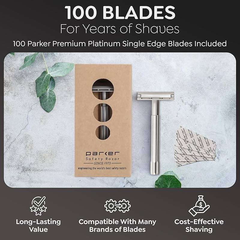Parker Safety Razor, The SOLOEDGE – Single Edge Razor with Magnetic Head & 100 Platinum SE Blades – Precision Shaving, Reusable & Plastic-Free Razor for Men & Women - Image 7