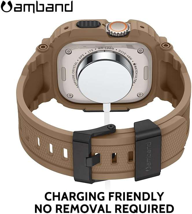 amBand for Apple Watch Ultra 3/2/1 Screen Protector, M1 Sport Series Tough Case Fits iPhone Ultra Watch Bands 49mm, Outdoor Activities Essential Full Body Protection for Hiking Cycling - Desert Tan - Image 5