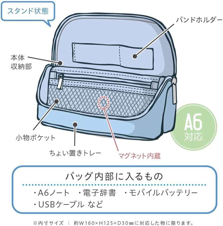 ソニック(Sonic) Sonic Utlim Sma-Sta Ash Wide Mobile Standing Case, Workspace Bag, Converts Into Stand for Smartphone, Stationery, Tech Accessories, Makeup Brush Holder, and More, UT-8655-GL, Moss Grey - Image 5