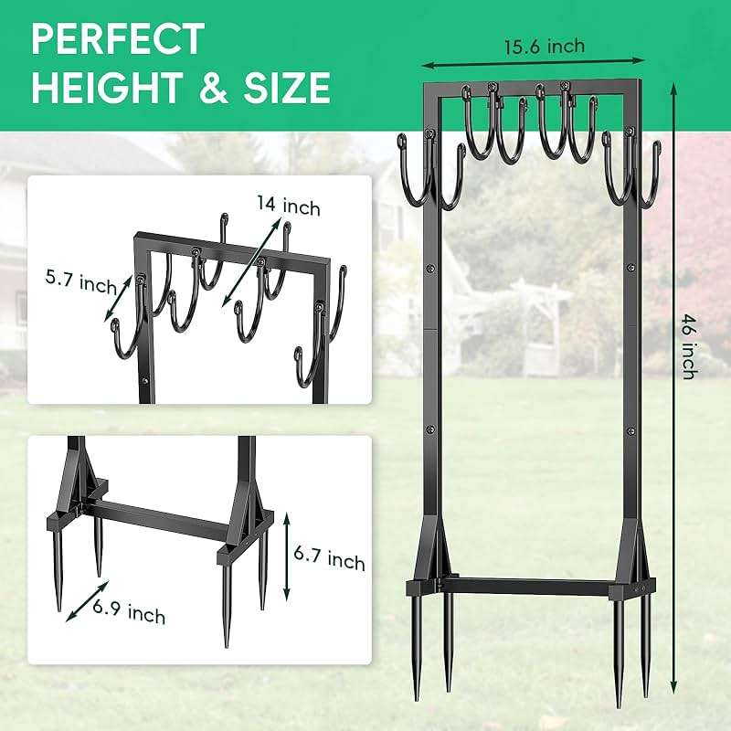 Kcysta Garden Hose Holder Freestanding, Double-Sided Water Hose Holders for Outside, Heavy Duty Metal Hose Stand Hanger Storage Rack - Image 2