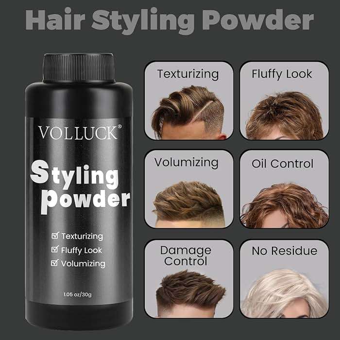VOLLUCK Hair Texture Powder, 1.05 Oz (30 g) Instant Volume Styling Powder for Men and Women, Non-Greasy Hair Styling Product for All Hairstyles - Image 6